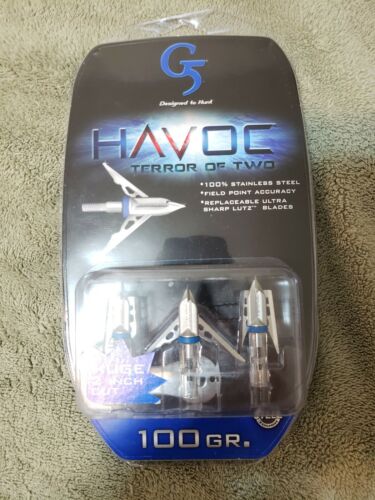 G5 HAVOC 100 Grain Broadheads. Huge 2 Inch Cut & 100% Stainless Steel. Hunting