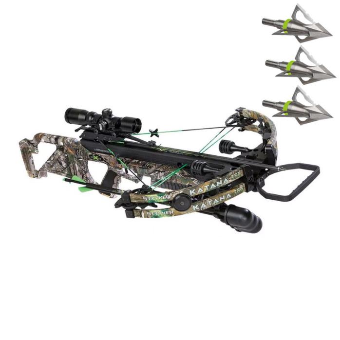 STRYKER by Bowtech Katana 360 Suppressed Crossbow with BROADHEADS