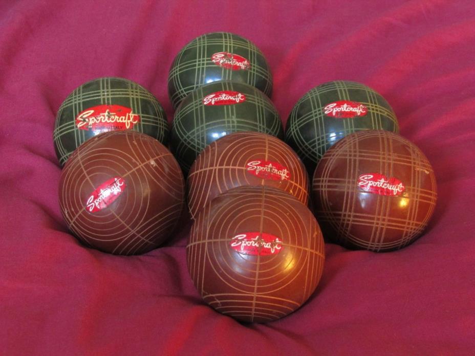 Vintage Sportcraft Bocce Ball Set with USB Rules Sheet Red Green Balls