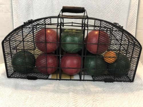 Eddie Bauer Bocce Ball Set In Metal Carrying Case Cage