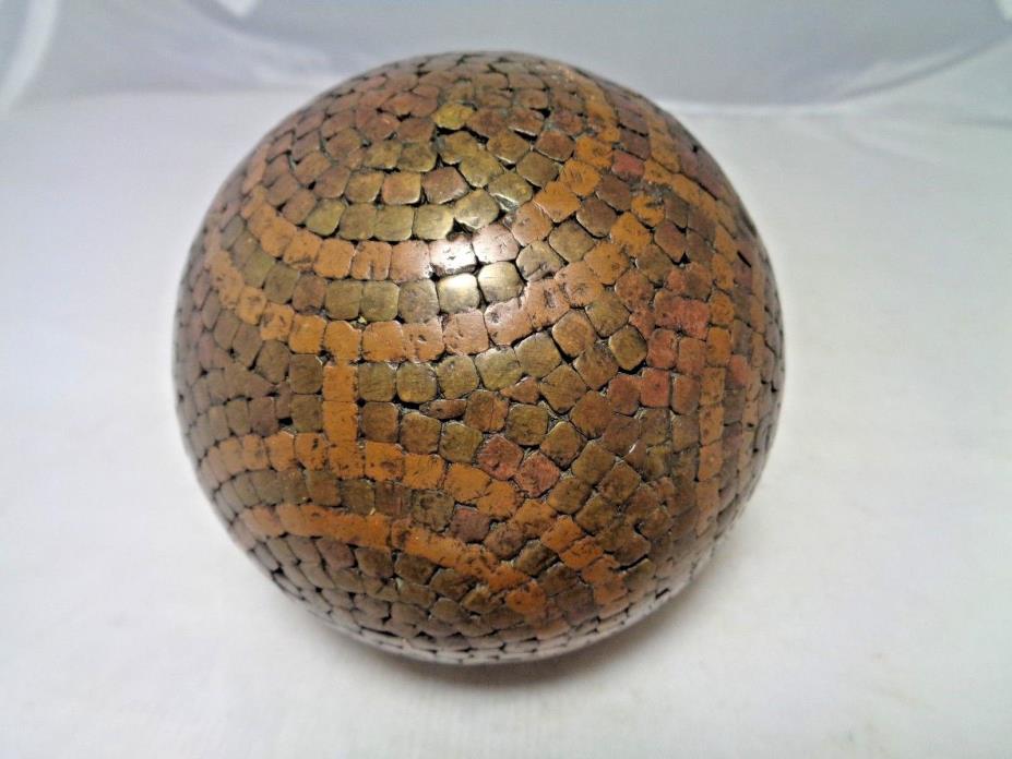 Rare! Antique Wood & Nail Bocce Pentanque Ball w/ Multiple Circle designs 1800's