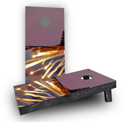 AC130 with Flares Cornhole Boards Light Weight Boards with All Weather Bags
