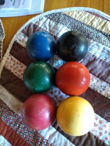 Vintage Wood Croquet Balls, Solid Colored, 3