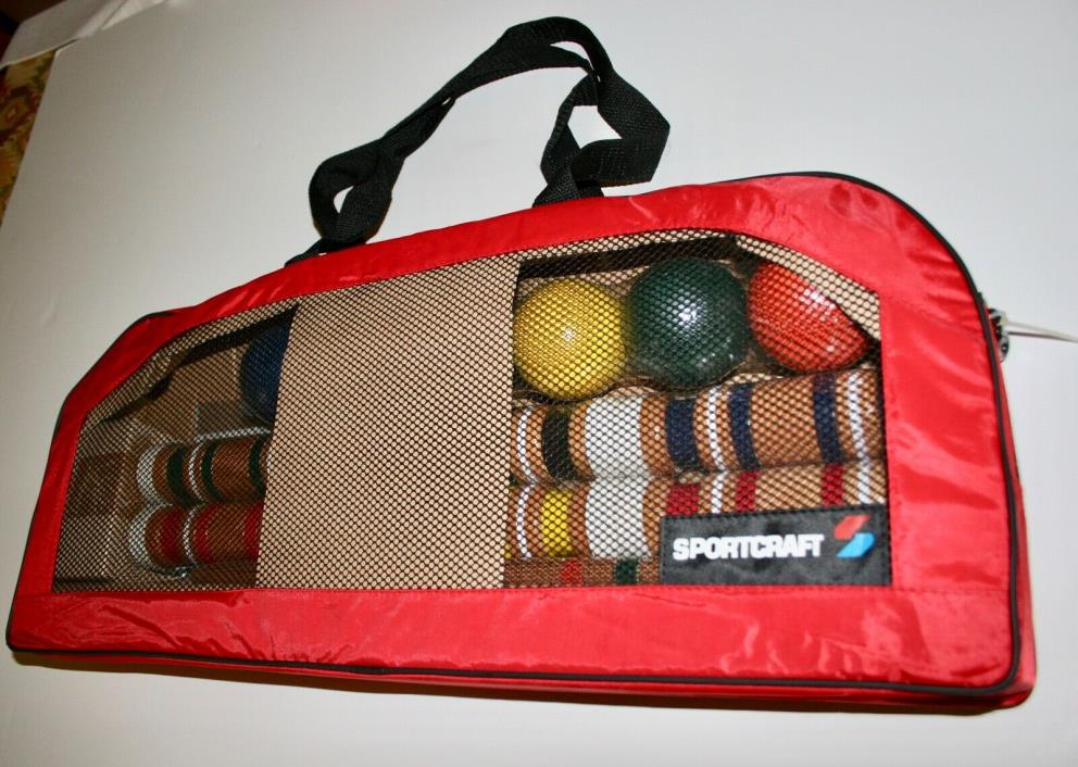 SPORTCRAFT WOOD CROQUET SET For 6 PLAYERS WITH NYLON BAG. NEW. SEALED