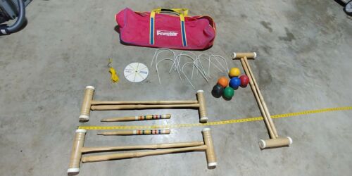 SEE! Vintage Forster Complete 6 Player Wooden Croquet Set Yard Games Golf Party