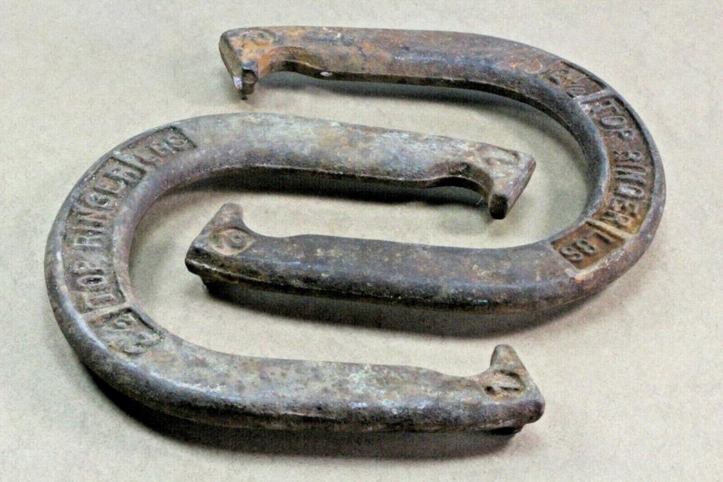 2 Vintage Top Ringer Hi Tensile Pitching Horseshoes. 2.5 Lbs.