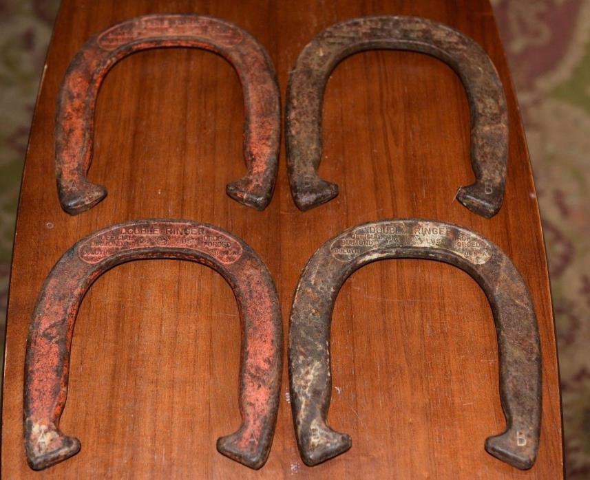 VINTAGE Double Ringer Pitching 2 1/2 lb Horseshoes made in Duluth U.S.A. BIN (4)