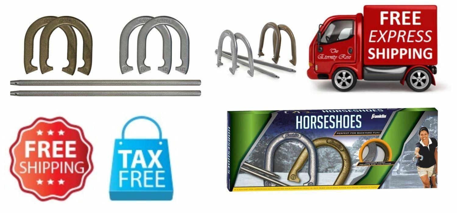 Horseshoe Game Kit Set Steel Horse Shoe Stakes Sports Outdoor Recreational New