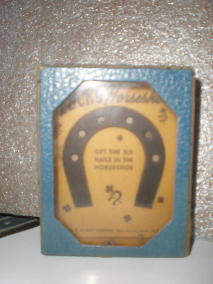 VINTAGE LUCKY HORSESHOE PUZZLE DEXTERITY HORSE SHOE GAME by GILBERT COMPANY