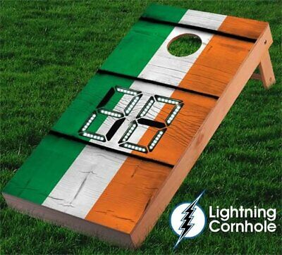 Lightning Cornhole Electronic Scoring Ireland Cornhole Board Green Set of 2