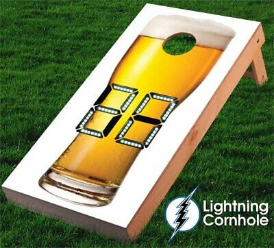 Lightning Cornhole Electronic Scoring Beer Glass Cornhole Board Red