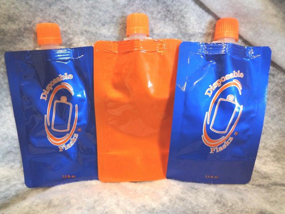 Original SHARKSKINZZ Disposable 7.5oz Flasks Set of 3 ~ FLORIDA GATOR COLORS~NEW