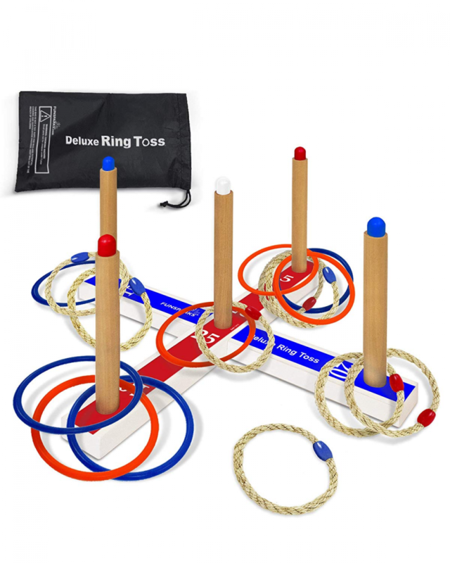 Deluxe Ring Toss Game Set - Outdoor Kids Toy Keeps Them Active and Includes a Co