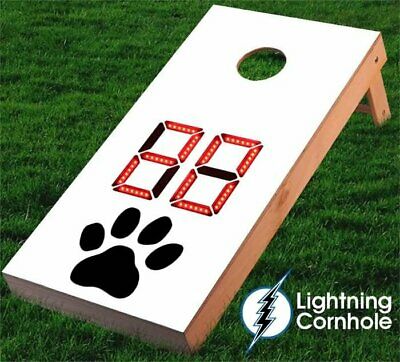 Lightning Cornhole Electronic Scoring Paw Print Cornhole Board Red
