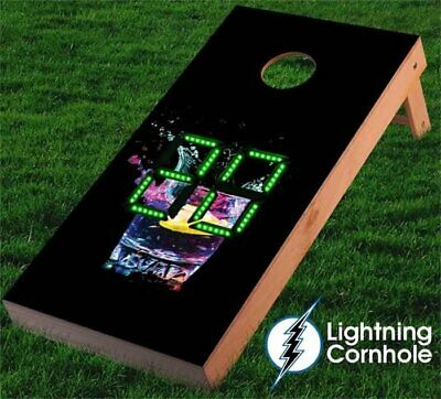 Lightning Cornhole Electronic Scoring Glass Cornhole Board Green