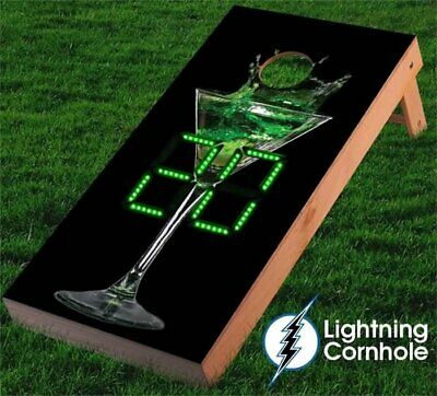 Lightning Cornhole Electronic Scoring Martini Cornhole Board Green