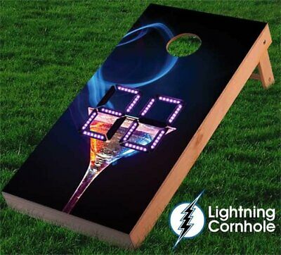 Lightning Cornhole Electronic Scoring Martini Cornhole Board Purple