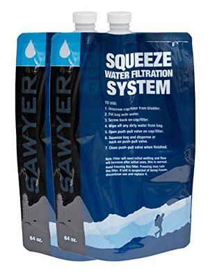 2pc 64oz Water Filter System Replacement Pouch Purifier Camping Sawyer Squeeze