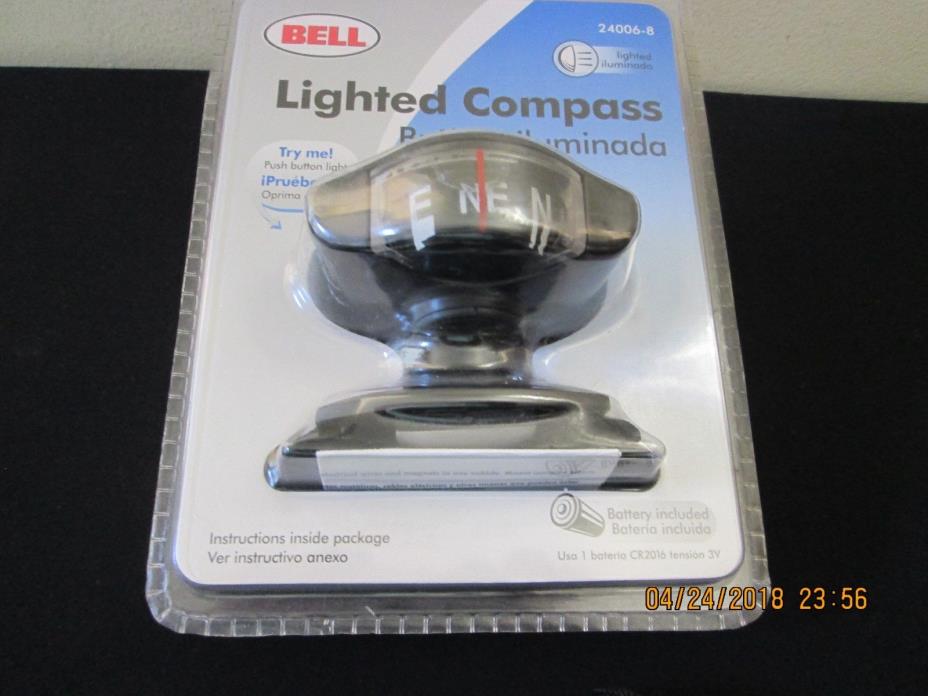 Bell Automotive Lighted Compass Displays 8Directional Points Red LED Light Black