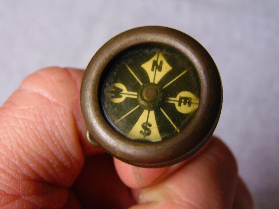 Vintage MARBLES brass pin-on COMPASS. Hunting. Gladstone, Michigan