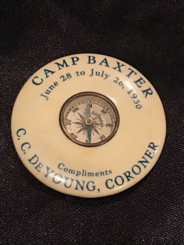 Rare Vintage Compass Advertisement C.C. DeYoung Coroner 1930 Camp Baxter 1.75”