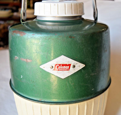 Coleman Water Jug Cooler 2 gallon Diamond Logo 1960s Vintage, man cave dispenser