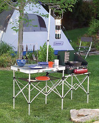 Camping Table Kitchen Coleman New Functional Lightweight Carry Case Shelf Hooks