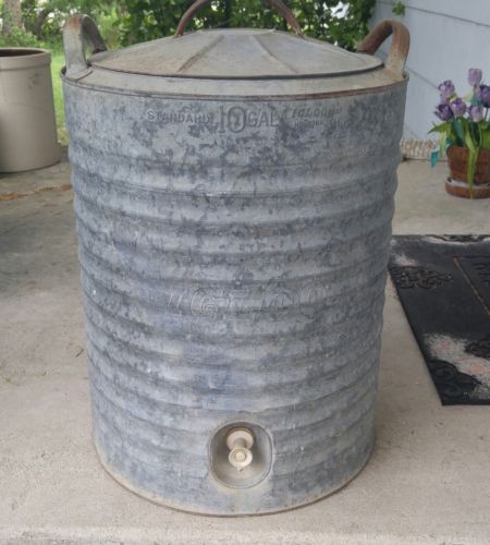 Vintage igloo rare 10 gallon galvanized metal 10 gal metal drink water cooler