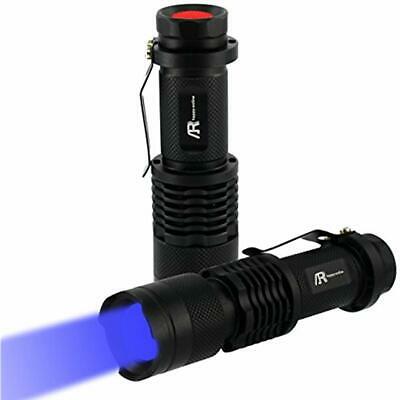 2 Pack Zoomable 395nm UV LED Flashlight Ultraviolet Blacklight For Counterfeit -