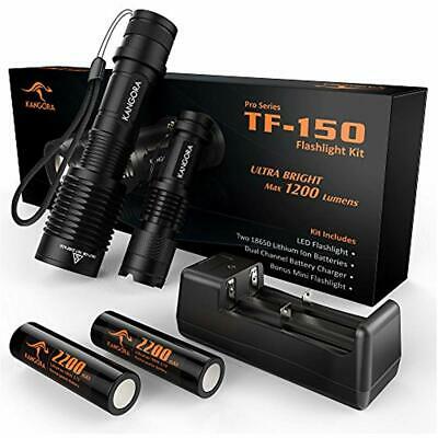 LED Flashlight Kit - 5 Modes Water-Resistant Handheld Flashlights With 18650 For