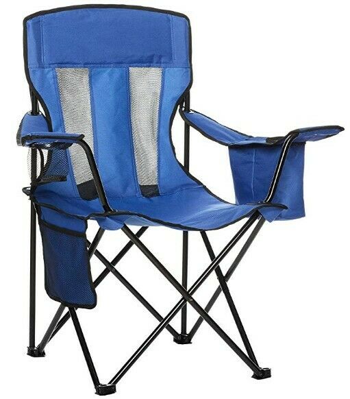 Outdoor Lawn and Camping Chair With Carrying Bag Mesh Blue Chair