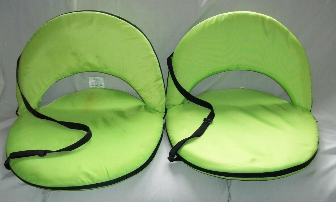 2 Picnic Time Oniva Portable Reclining Seat Chairs Adjustable Backrest LT GREEN
