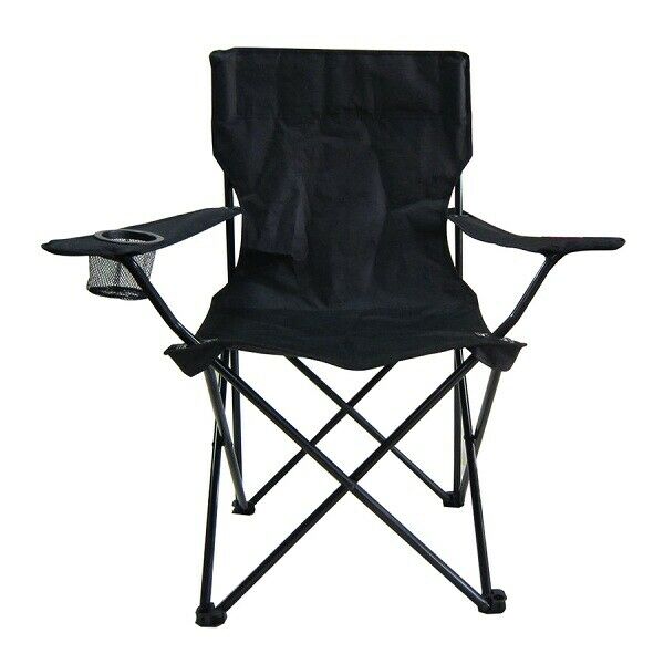 Camping Picnic Chair Black Steel Frame Folding Beach Camp Outdoor Portable Seat