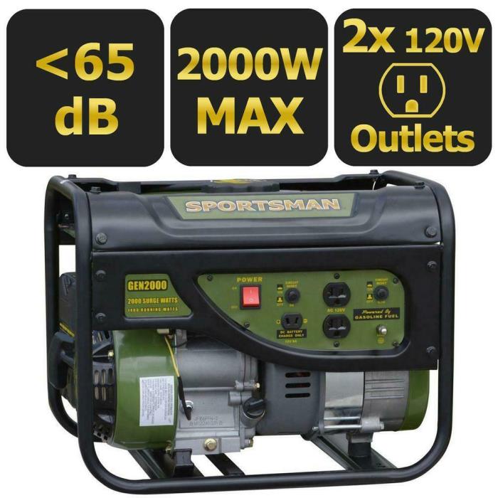 Sportsman Gasoline 2000W Portable Generator Outdoor Camping Power Heaters Winter