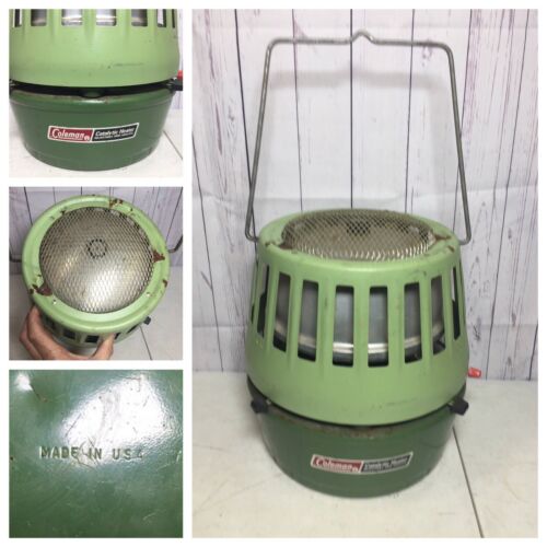 Vintage Coleman Catalytic Heater 3000-5000 BTU USA Made 1974 Green Camping
