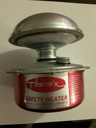 Vintage Therm’x Safety Heater Model 30C Output 3,000 BTU/ made in France. Parts