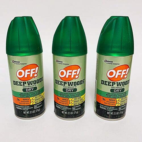 Off Deep Woods Dry Insect Repellent 2.5 oz Travel Size Bug Spray w/ Deet 3 Cans
