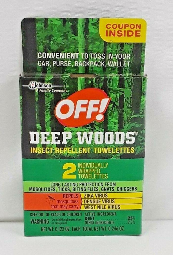 OFF! Deep Woods Insect Repellent 26 Towelettes Mosquito Tick Chigger Gnat 2 Pack
