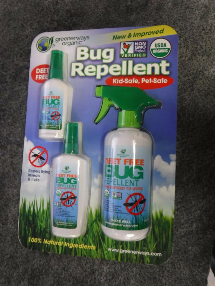 New Greenerways Organic Insect Repellent Bug Spray Premium USDA Organic