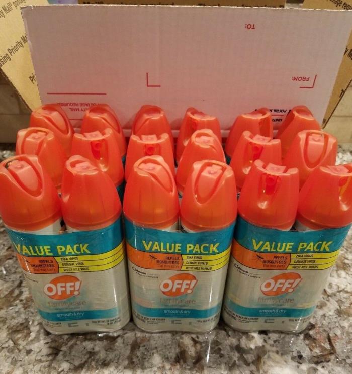 18 X OFF! Family Care Insect Repellent Smooth & Dry Aerosol Spray 4oz each  Bulk
