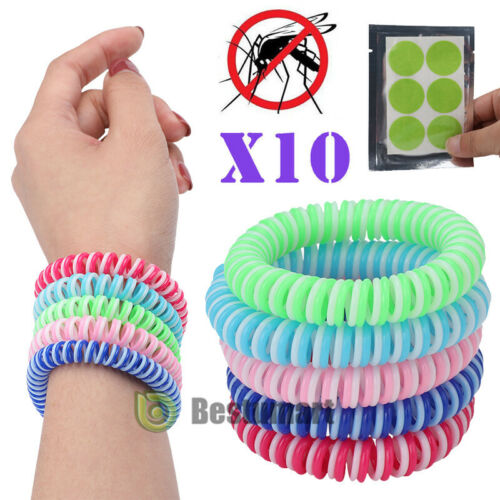 10Pack + 24Pcs Repellent Mosquito Bracelet Band Pest Control Insect Bug Repeller