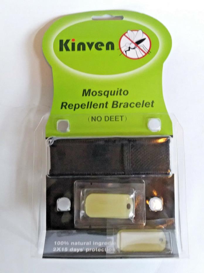 Kinven Mosquito Natural Repellent Braclet (No Deet) Black 2x15 Day's Protection