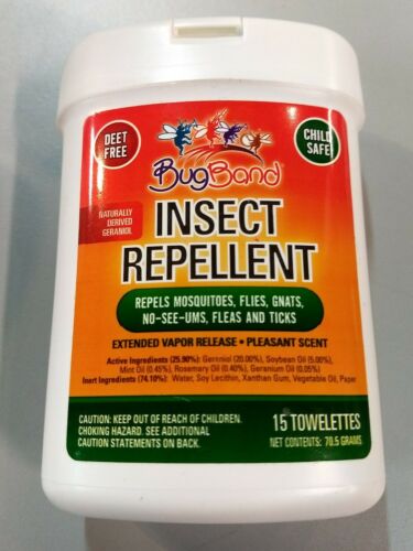 Insect Repelling Deet Free Towelette Wipes ~ New