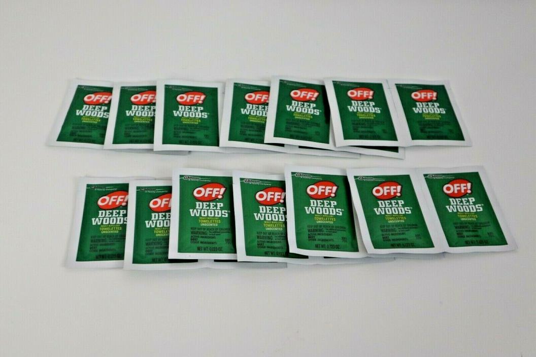 One 1 Box Deep Woods Off! Insect Repellent Wipes 12 Towelettes NEW Unscented