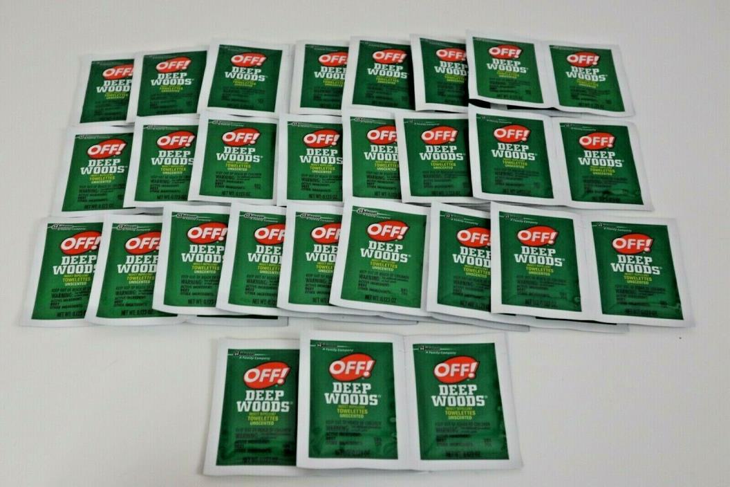 FOUR 4 Boxes Deep Woods Off! Insect Repellent Wipes 12 Towelettes 48 Total NEW