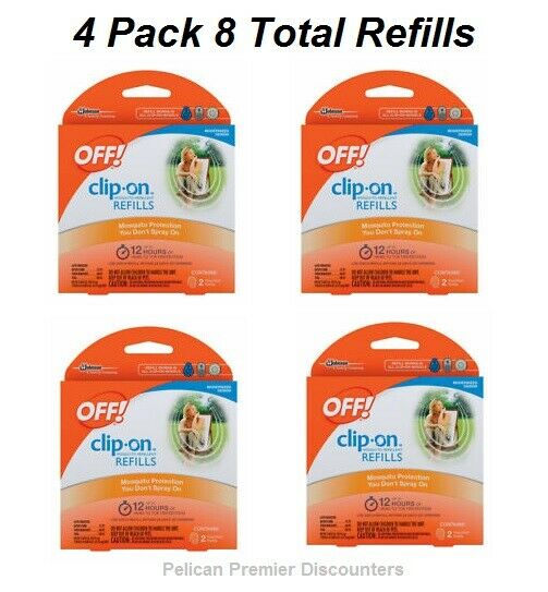 4 PACK OFF! Clip-On Mosquito Repellent Refills 2 per Package Total of 8 Refills