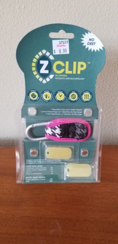 Evergreen Z Clip All-Natural DEET-Free Mosquito Repellent Pink/Black Clip 2 Tabs