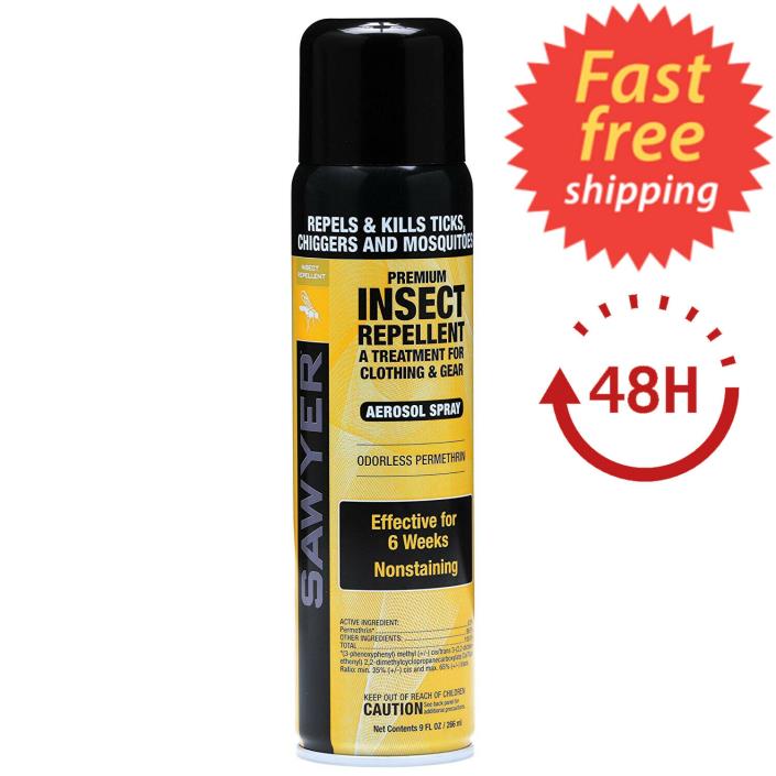 Clothing Insect Repellent Treatment Permethrin Aerosol Spray Ticks Mites Bug 9oz