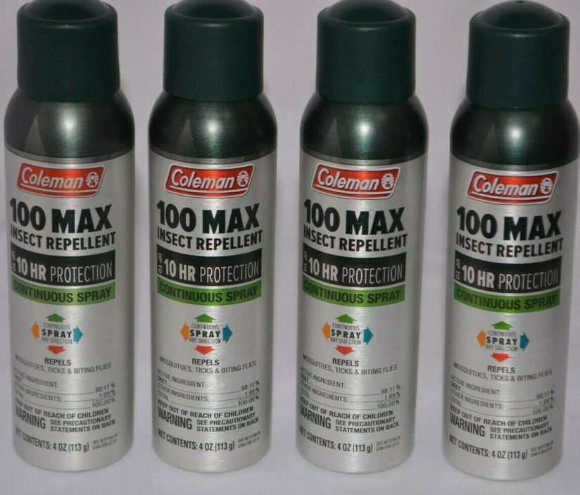 4 COLEMAN 100 MAX INSECT REPELLENT TO HR PROTECT CONTINUOS SPRAY MOSQUITOES 4 OZ