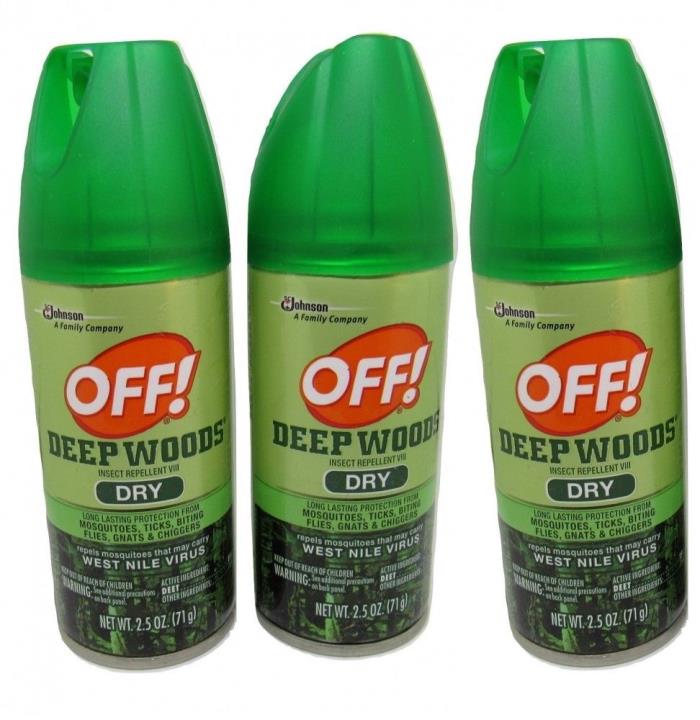 OFF! Deep Woods Insect Repellent Dry Spray 2.5 oz Travel Size Deet 3-pack